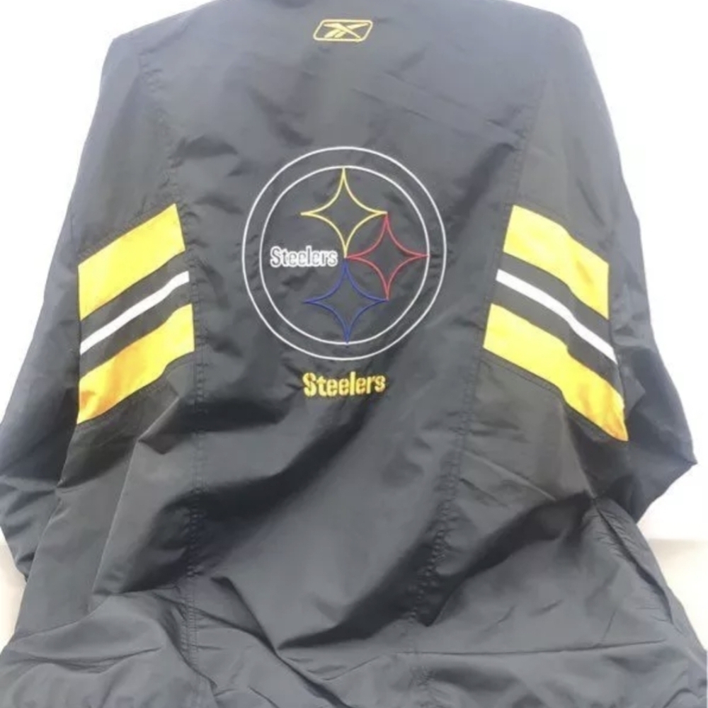 Reebok Pittsburg Steelers Windbreaker Laser Logo Jacket Size XL Like New - Picture 2 of 3